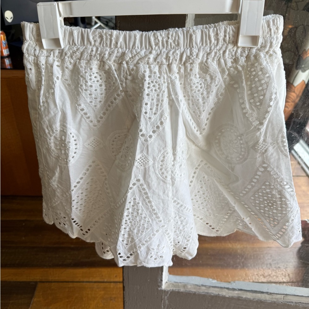 White High Waist Eyelet Shorts